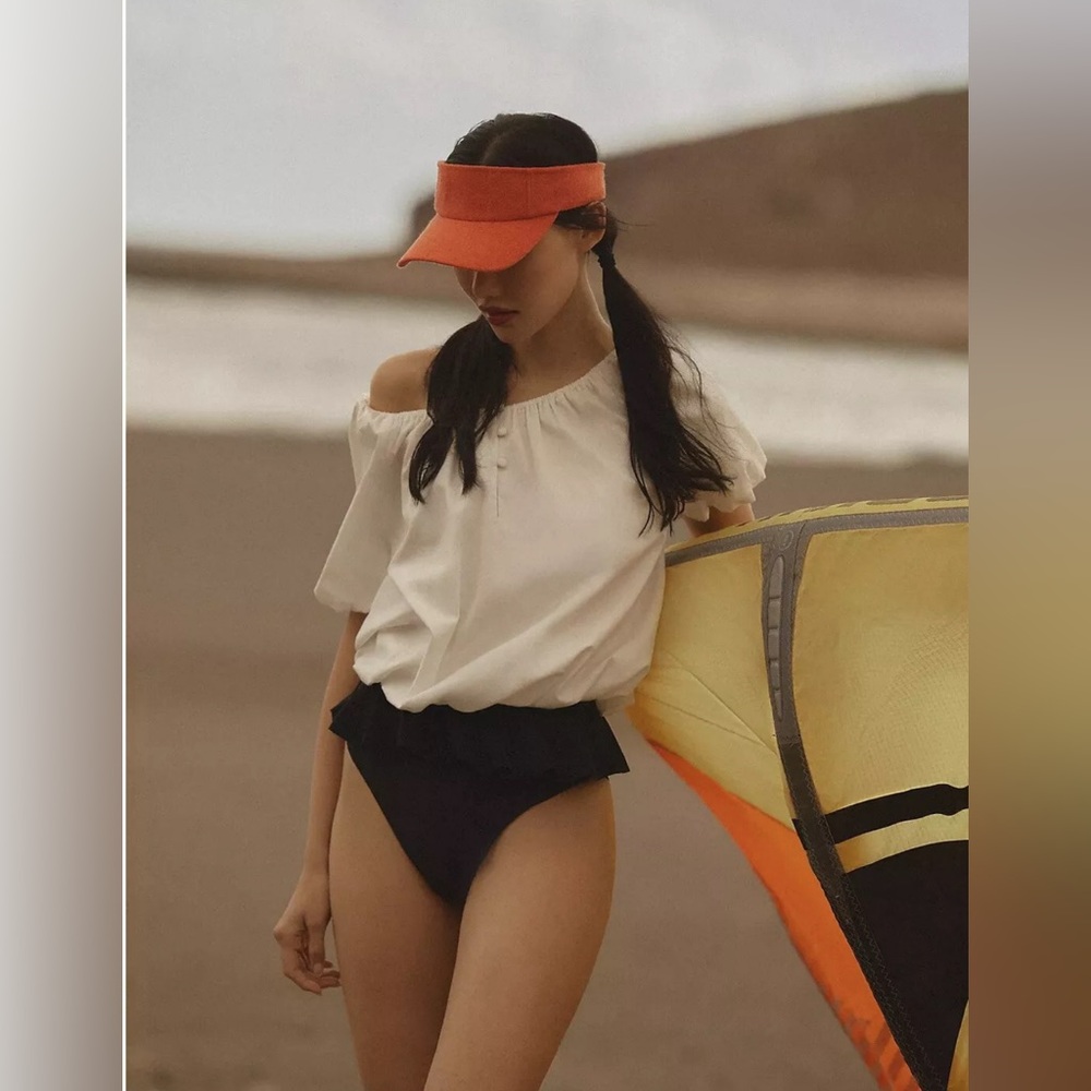 NWT Anthropologie‎ Terry Visor Hat Textile Yellow